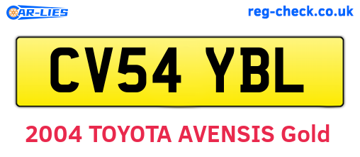 CV54YBL are the vehicle registration plates.