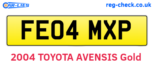 FE04MXP are the vehicle registration plates.