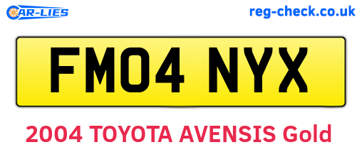 FM04NYX are the vehicle registration plates.