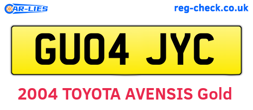 GU04JYC are the vehicle registration plates.