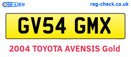 GV54GMX are the vehicle registration plates.