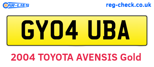 GY04UBA are the vehicle registration plates.