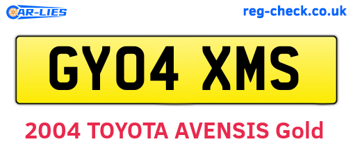 GY04XMS are the vehicle registration plates.