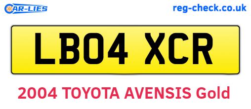 LB04XCR are the vehicle registration plates.
