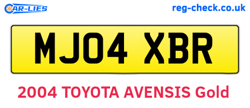 MJ04XBR are the vehicle registration plates.