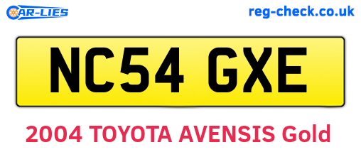 NC54GXE are the vehicle registration plates.