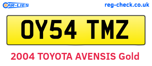 OY54TMZ are the vehicle registration plates.