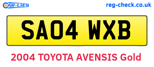 SA04WXB are the vehicle registration plates.