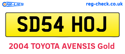SD54HOJ are the vehicle registration plates.