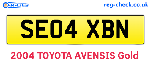SE04XBN are the vehicle registration plates.