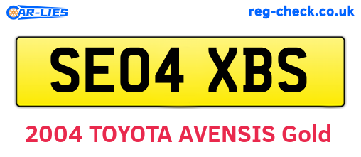 SE04XBS are the vehicle registration plates.