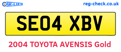 SE04XBV are the vehicle registration plates.