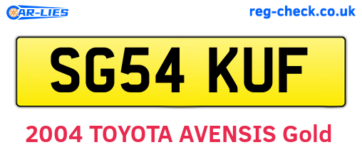 SG54KUF are the vehicle registration plates.