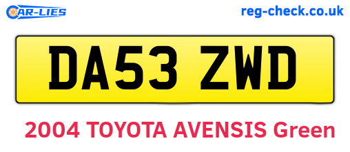 DA53ZWD are the vehicle registration plates.