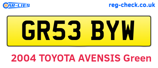 GR53BYW are the vehicle registration plates.