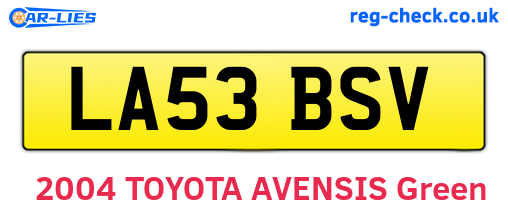 LA53BSV are the vehicle registration plates.