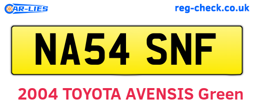 NA54SNF are the vehicle registration plates.