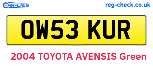 OW53KUR are the vehicle registration plates.