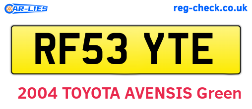 RF53YTE are the vehicle registration plates.