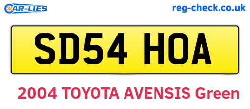 SD54HOA are the vehicle registration plates.