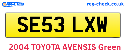 SE53LXW are the vehicle registration plates.