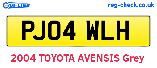 PJ04WLH are the vehicle registration plates.