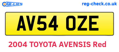 AV54OZE are the vehicle registration plates.