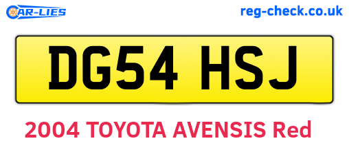 DG54HSJ are the vehicle registration plates.