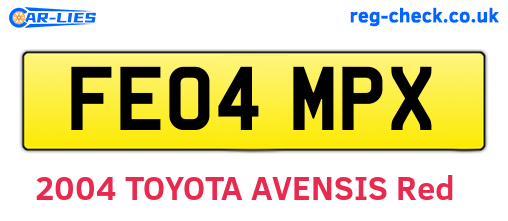 FE04MPX are the vehicle registration plates.