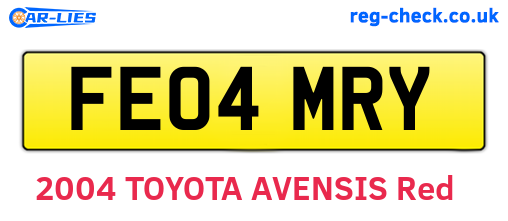 FE04MRY are the vehicle registration plates.