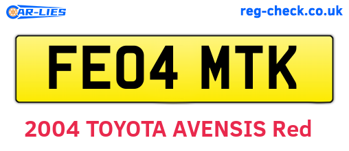 FE04MTK are the vehicle registration plates.