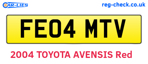 FE04MTV are the vehicle registration plates.