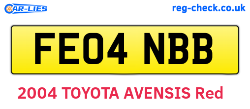 FE04NBB are the vehicle registration plates.