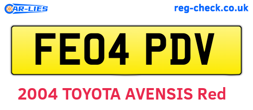 FE04PDV are the vehicle registration plates.