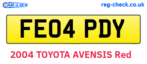 FE04PDY are the vehicle registration plates.