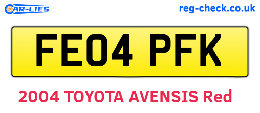 FE04PFK are the vehicle registration plates.