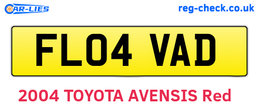 FL04VAD are the vehicle registration plates.