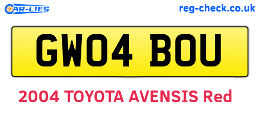 GW04BOU are the vehicle registration plates.