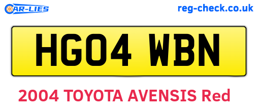 HG04WBN are the vehicle registration plates.