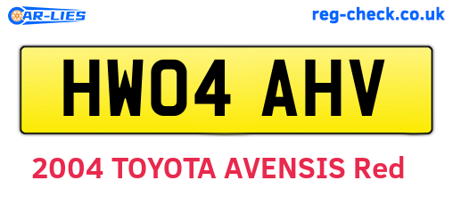 HW04AHV are the vehicle registration plates.