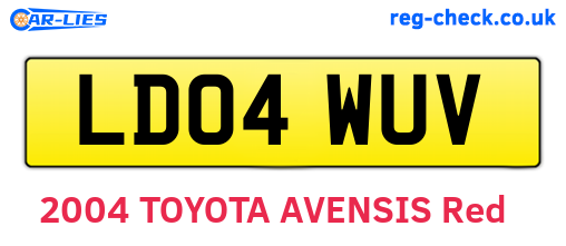LD04WUV are the vehicle registration plates.