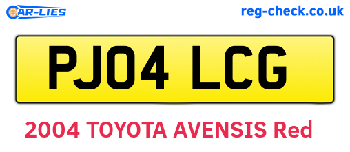 PJ04LCG are the vehicle registration plates.