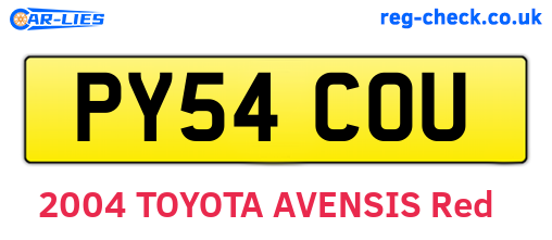 PY54COU are the vehicle registration plates.