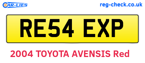 RE54EXP are the vehicle registration plates.