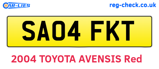 SA04FKT are the vehicle registration plates.