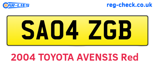 SA04ZGB are the vehicle registration plates.