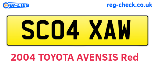 SC04XAW are the vehicle registration plates.