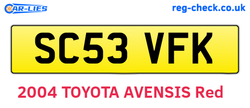 SC53VFK are the vehicle registration plates.