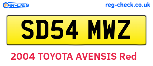 SD54MWZ are the vehicle registration plates.