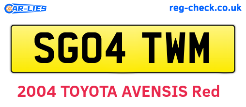 SG04TWM are the vehicle registration plates.